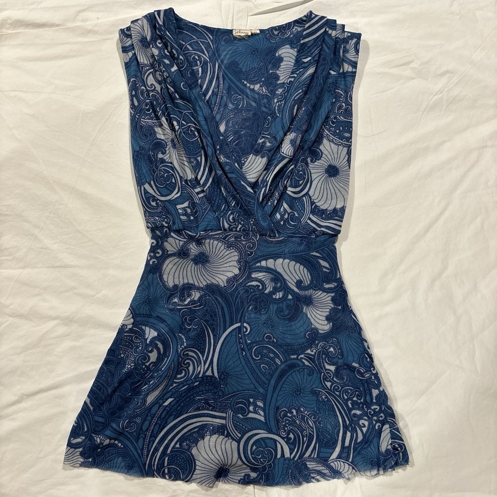 Y2k swirly blue top